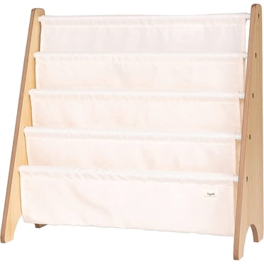 3 Sprouts Étagère à Livres pour Enfants en Tissu Recyclé, Rangement Organisateur en Crème pour 3 Ans et Plus