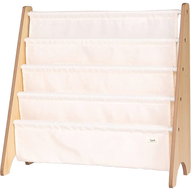 3 Sprouts Recycled Fabric Kids Book Rack Storage Bookshelf Organizer in Cream for Ages 3+