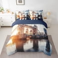 thumbnail image 2 of Tower Bridge Bed in a Bag Queen Comforter Set 7 Piece,Uk London City Building Bedding Sets Drawbridge Sheet Set with Comforter,English Symbol Sunset Bed Set, 2 of 6
