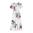 thumbnail image 3 of Pisexur Robes d'Été pour Femmes à Col Rond, Robe Fluide Plissée Tendance à Manches Courtes, Mode avec Poche, Robe d'Été de Plage Évasée à Imprimé Floral, 3 of 4