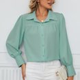 thumbnail image 4 of cfhntfmh Button down Shirts for Women Ruffle Long Sleeve Work Tops Textured Oversized Loose Collared Dressy Casual Blouse S-Xxl, 4 of 7