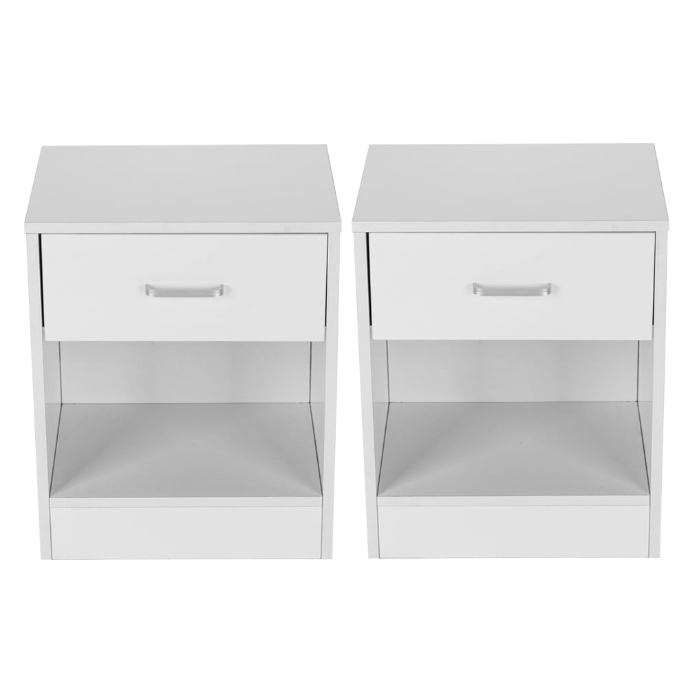 Ktaxon Set of 2 Nightstand End Tables Pair Bedroom Table Home Furniture with Drawer White