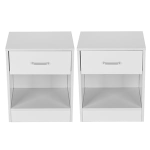 Ktaxon Set of 2 Nightstand End Tables Pair Bedroom Table Home Furniture with Drawer White