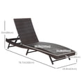 thumbnail image 3 of Outsunny Outdoor Rattan Chaise Lounge Chair with Adjustable Back Gray, 3 of 9