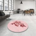 thumbnail image 4 of Ahgly Company Tapis d'Intérieur Lavable à la Machine, Carré, Transitionnel, Rose Pâle, Tapis de Zone, 3 Pieds Carré, 4 of 7