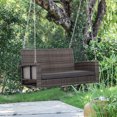 thumbnail image 2 of Outsunny 2-Person Patio Porch Swing Chair, Rattan Hanging Bench, Grey, 2 of 10