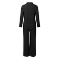 thumbnail image 5 of GDREDA Womens Cotton Linen Set 2 Piece Outfits Summer Button Down Shirt Wide Leg Pants Matching Sets Black,XXL, 5 of 5