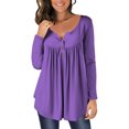 thumbnail image 1 of Yuyuzo Womens Fall Shirts Long Sleeve Casual Scoop Neck Buttons Ruffled Tunic Tops Flowy Blouses, 1 of 5