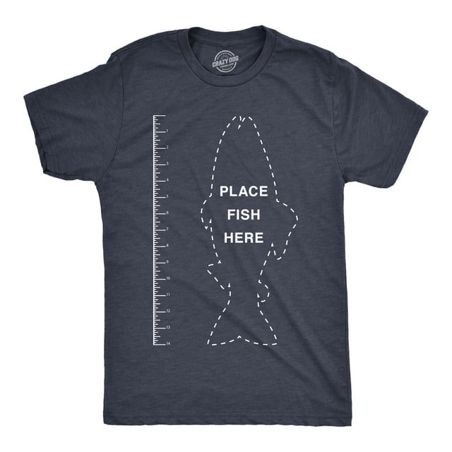 Mens Fish Ruler T Shirt Funny Fishing Measurement Tee (Heather Navy) - 3XL