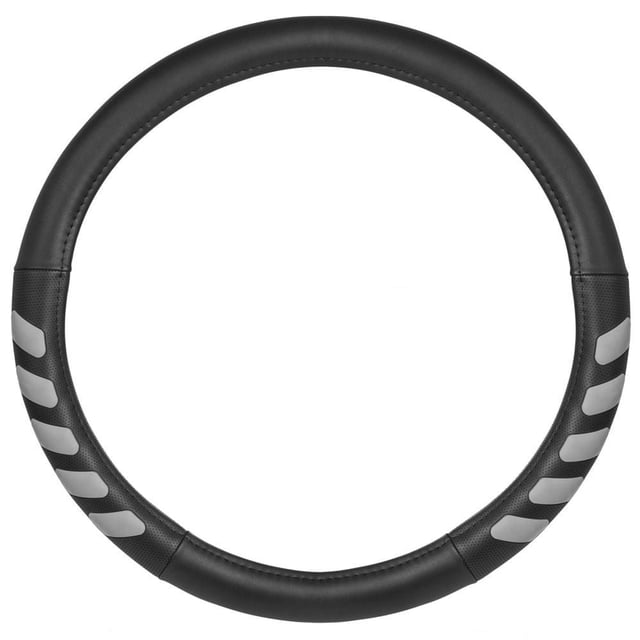 CAT Housse de Volant de Camion de Marque CASW-203-GR-L en Gris avec design Entièrement Circulaire, texture en Cuir Souple et accents Sportifs Gris pour l'Adhérence, Protégeant le Volant de la Saleté et de l'Usure Tout en Améliorant l'Adhérence et la Maniabilité pour une Conduite Confortable.
