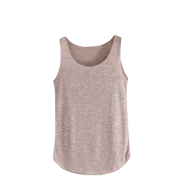 Mrat Camisoles à Col Rond pour Femmes, Couleur Unie, Débardeur Sans Manches à Col Rond, Chandail Bas Polyvalent, Couleur Unie, Débardeurs à Col Rond pour Femmes, P-263 Kaki, Taille Unique