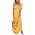 thumbnail image 1 of Ovzne Robes d'Été pour Femmes Robe Femme Mode Robe Décontractée pour Femmes Imprimée à Manches Courtes Col Rond Robe avec Poches Robe de Vacances à Manches Courtes Imprimée Liquidation, 1 of 6