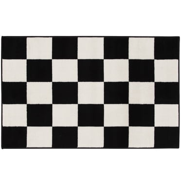Mainstays Kids Checker Low Pile Black and White, Accent Scatter Mat 3x5, Recommended for Hallway, Bedroom, Kitchen, and Laundry Room