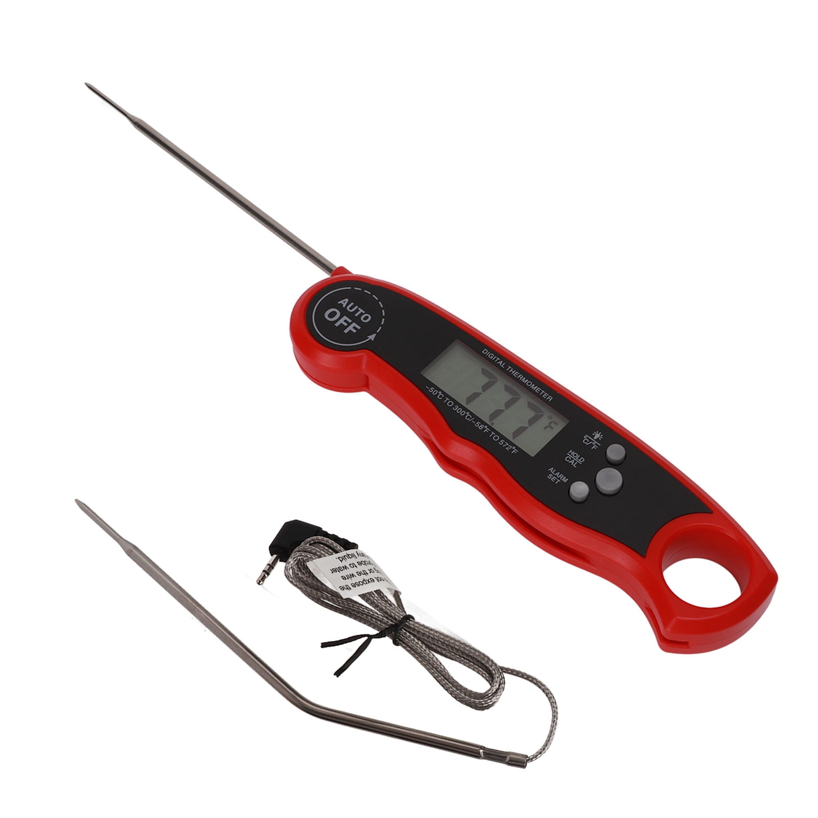 Jadeshay Thermomètre à Viande Numérique 2 Sondes Thermomètre à Viande Pliable étanche à Lecture Rapide avec Fonction D'alarme Rétroéclairée pour Friture, Barbecue, Grill