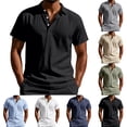 thumbnail image 1 of Txeol Daily Deals Mens Short Sleeve Shirts Casual Athletic Fit Button V Neck Tee Shirt Solid Color Basic Workout Muscle Tops,Army Green,M, 1 of 10
