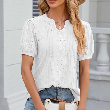 asjyhkr Womens Summer Short Sleeve Tops V Neck Loose Casual T Shirts Comfy Stretch Basic Tees