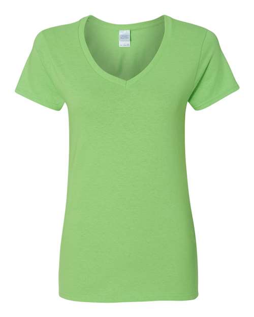 Gildan Ladies Heavy Cotton V-Neck T-Shirt, XL, Lime