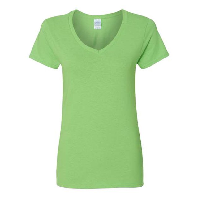 Gildan Ladies Heavy Cotton V-Neck T-Shirt, XL, Lime