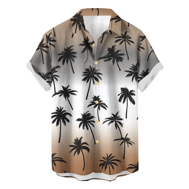 Weiqiqre Mens T-shirts Loose Fit, Floral Print Tropical Button Down Shirts