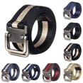 thumbnail image 2 of Men Belt Dual Alloy Buckle All-match Adjustable Webbing Belt Canvas Web Belt, 2 of 8