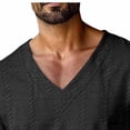 thumbnail image 4 of VBTAPA Mens Textured T Shirt Long Sleeve V Neck Pullover Tops Jacquard Knit Soft Comfy Fall Spring Tops Black L, 4 of 7