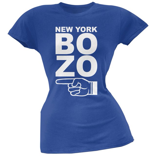 New York Bozo Pointing Left Royal Soft Juniors T-Shirt