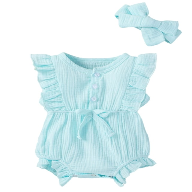 MesaSe Combinaison à Manches Volantées pour Bébé Bandeau pour Cheveux