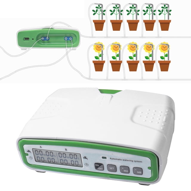 Automatic Double Pump Watering System for 20 Potted Plants Irrigation Kit with 30-Day Programmable Water