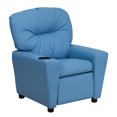 thumbnail image 1 of Contemporary Light Blue Vinyl Kids Recliner with Cup Holder, 1 of 9