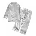 thumbnail image 2 of Kids Satin Pajamas Set PJS Long Sleeve Button-Down Sleepwear Loungewear, 2 of 3