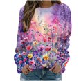 thumbnail image 1 of KIHOUT Chandails Molletonnés pour Femmes en Liquidation, Hauts Blouse à Manches Longues d'Automne et d'Hiver à Col Rond à Imprimé Floral, Coupe Ample, Taille P-2TG, 1 of 5