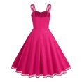 thumbnail image 3 of Robe Vintage Sans Manches Col en V Couleur Unie pour Femmes, 3 of 5