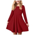 thumbnail image 1 of Zanarzt Robe de Noël pour Filles, Robe T-Shirt à Manches Longues pour Enfants, Robes Patineuse Trapèze d'Automne pour Filles, Rouge, 7-8 Ans, 1 of 6