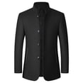 thumbnail image 1 of Veste Noire Unie de Travail Bureau Modeste Décontractée pour Homme Hiver Automne à Manches Longues à Col Chemise Doublée en Molleton Sherpa Vestes Blazers Tenues Hommes à Boutons 2025 Vêtements Y2K L, 1 of 8
