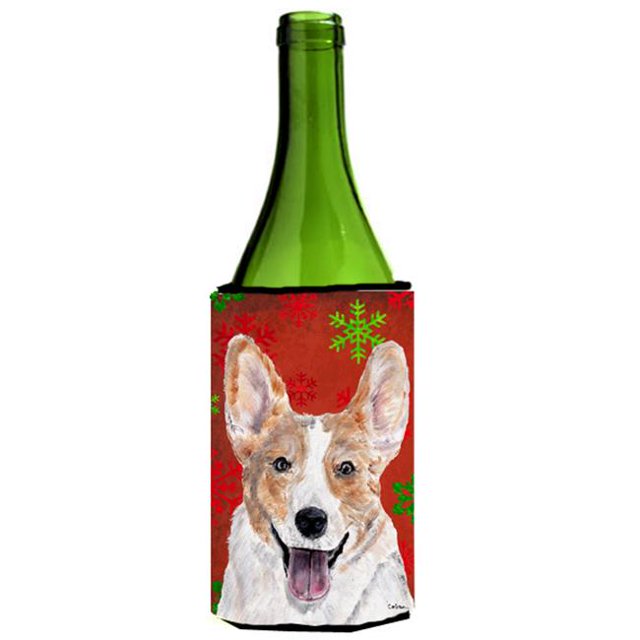Cardigan Corgi Rouge Flocons de Neige Vacances Bouteille de Vin Douille Hugger 24 Oz.