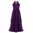 thumbnail image 2 of Oyolan Robe de Demoiselle d'Honneur pour Enfants Robe Longue en Chiffon pour Concours Soirée Danse Violette 16, 2 of 7