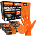 thumbnail image 1 of [1000 Pack] SURESAFE 8 Mil Nitrile Gloves Medium, Orange Rubber Gloves Heavy Duty, Powder & Latex Free, Diamond Grip, Fully Textured & Ribbed, For Work, Mechanics, BBQ, Plumbing, Food Prep, 1 of 6