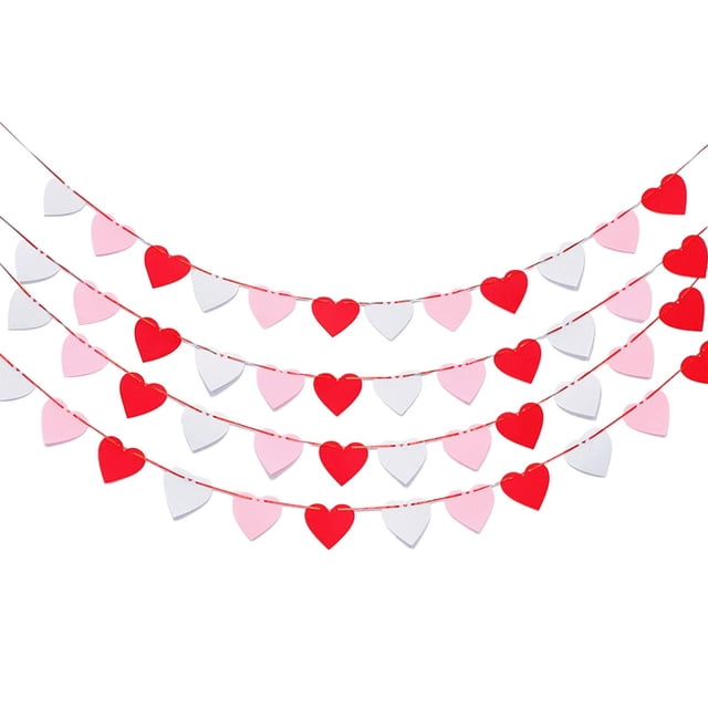 Heart Garland Banner Valentines Day Decoration for Anniversary Proposal 48pcs