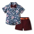 thumbnail image 2 of Birdeem Ensemble d'Été pour Enfants Garçons Chemise à Manches Courtes avec Cravate, 2 of 3