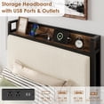 thumbnail image 2 of Yiwa Twin Size Bed Frame with 2 Storage Drawers and Charging Station, Rustic Linen Upholstered Platform Bedframe with Storage Headboard, No Box Spring Needed, Easy Assembly, Noise Free, 2 of 4