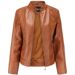Meichang Leather Jacket Women Cropped Jackets Moto Coat Open Front