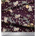 thumbnail image 3 of Soimoi Rayon Fabric Leaves,Moth & Magnolia Floral Printed Fabric 1 Yard 42 Inch Wide, 3 of 3