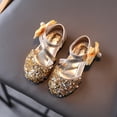 thumbnail image 4 of MIASHUI Chaussures de Fille Robe Nœud Papillon Paillettes Princesse Chaussures de Fête Talons Bas Sandales Mary Jane, Or, 2-2,5 Ans, 4 of 7