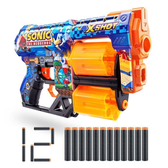 XSHOT SKINS DREAD Mega Sonic, blaster Sonic The Hedgehog (12 fléchettes à technologie Air Pocket) de ZURU