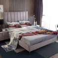 thumbnail image 1 of Erosebridal Red Retro Train Bed Sheets Set Full Size, White Snow Bedding Set, 4pcs, 1 of 6
