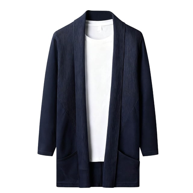 Chandails pour Hommes T-Shirt à Col à Revers Uni à Boutons pour Homme Cardigan à Manches Longues