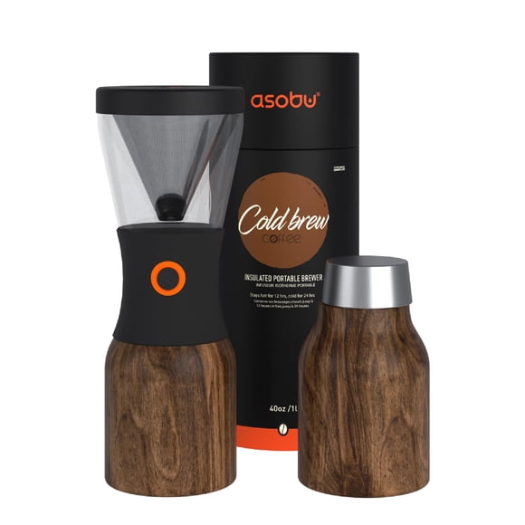 asobu Cold Brew Coffee Maker, Award-Winning 40oz Insulated Cold Brew Brewer with Portable Stainless Steel Carafe – No.1 Europe Coffee Fest Winner, Leakproof,