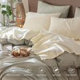 thumbnail image 4 of Bedding Sheet Set Washed Cotton Linen Like Textu Breathable Durable Soft Comfy (Dark Orange Queen), 4 of 7