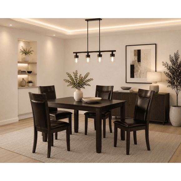 K-Living Nellie Solid Wood Dining 5PCS Set with 1 Table and 4 Chairs
