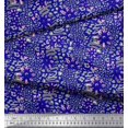 thumbnail image 2 of Soimoi Blue Poly Georgette Fabric Leopard Animal Skin Printed Fabric 1 Yard 52 Inch Wide, 2 of 3